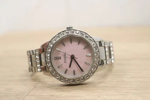 Fossil Jesse Watch Women Silver Tone Pave Pink MOP Dial 50M New Battery 6.5" - Picture 1 of 6