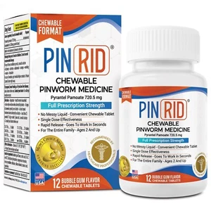 PinRid Pinworm Medicine | Pyrantel Pamoate Dewormer | 12 Tablets Exp 9/26 - Picture 1 of 5