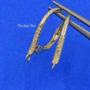 10mmx16mm 14k Solid Yellow Gold Natural Diamond Accent Leverback Earwires Earrin - Picture 1 of 10