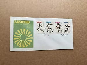 Lesotho 1972 FDC +Munich Olympics #124-27 +Green &Yellow Logo Cachet +Maseru CDS - Picture 1 of 1