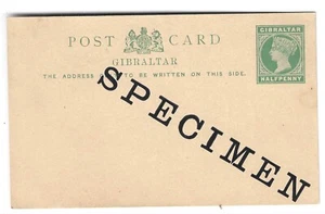 GIBRALTAR - QV 1/2d Postal Stationery Postcard with SPECIMEN Overprint - Picture 1 of 1