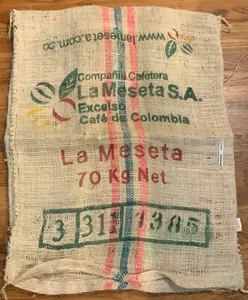 Burlap Coffee Bag  36" x 29" Colombia Free Ship 70 Kg Supremo Cafe de Colombia - Picture 1 of 2