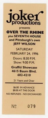 Over The Rhine Concert Ticket Graffiti Pittsburgh, PA 1996 - Image 1 of 2