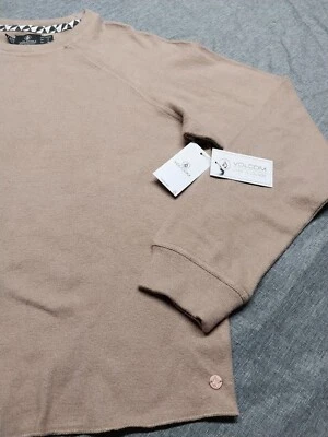 Volcom LIL Women's Size S Cropped Crew Long Sleeve Fleece Sweater Top in Caramel - Image 1 of 4