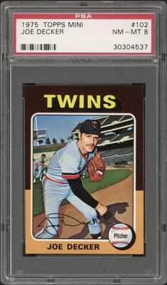1975 Topps Mini Joe Decker #102 PSA 8 NM-MT Minnesota Twins  - Image 1 of 2