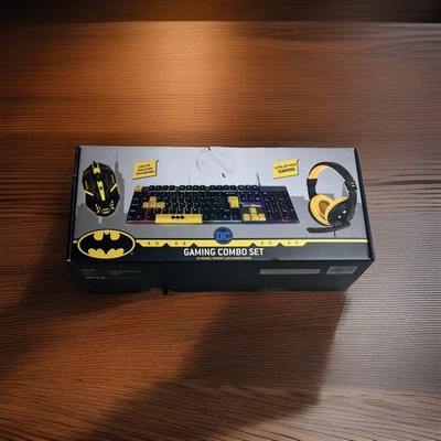 NEW DC Batman Gamer Gaming Combo RGB Set Keyboard, Mouse,Headset LED With Lights - Image 1 of 4
