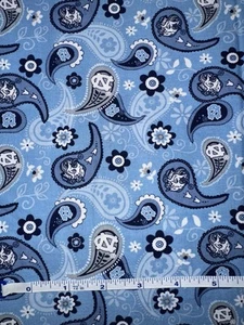 Fabric 100% Cotton U North Carolina 40” Wide X 1 Yard, Blue Paisley - Picture 1 of 1
