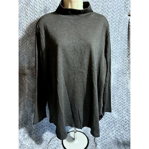 Chicos Shirt Tail Hem Knit Pullover Size XL Charcoal Gray office mature casual - Picture 1 of 4