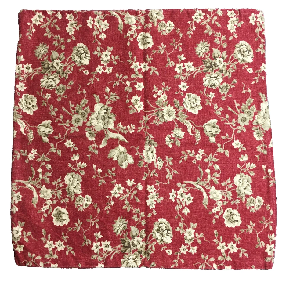 Cremalleras Pottery Barn One Sham Euro 18 x 18 en rojo floral mezcla de lino/algodón Foto 1 de 4