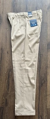 Pantalones para hombre Saddlebred calce recto cómodos cintura plisados talla 32x32 nuevos con etiquetas Foto 1 de 4