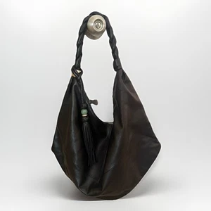 Shanghai Tang Black Fortune Leather Shoulder Purse, NEW w/o Tags With Duster - Picture 1 of 18