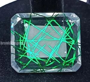 85.60 Ct Green Rutilated Quartz Emerald Cut EGL Certified Loose Gemstone 5AST - Picture 1 of 7