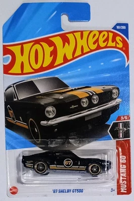 Tarjeta larga Hot Wheels '67 Shelby GT500 Mustang 60 negra #161 2025 Foto 1 de 3