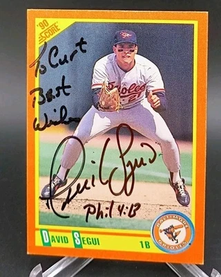 1990 Score Rookie & Traded - David Segui #95T (RC) autografiado AU Foto 1 de 2