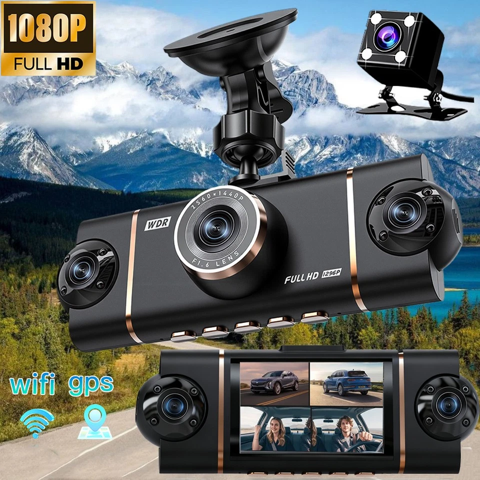 4 Channel Car Wifi Dash Cam 1080P HD Driving Recorder G-Sensor Front+Rear Camera