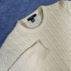 J Crew Sweater Mens Large Cream Cable Knit Lambs Wool Cashmere Blend Pullover - Picture 1 of 6