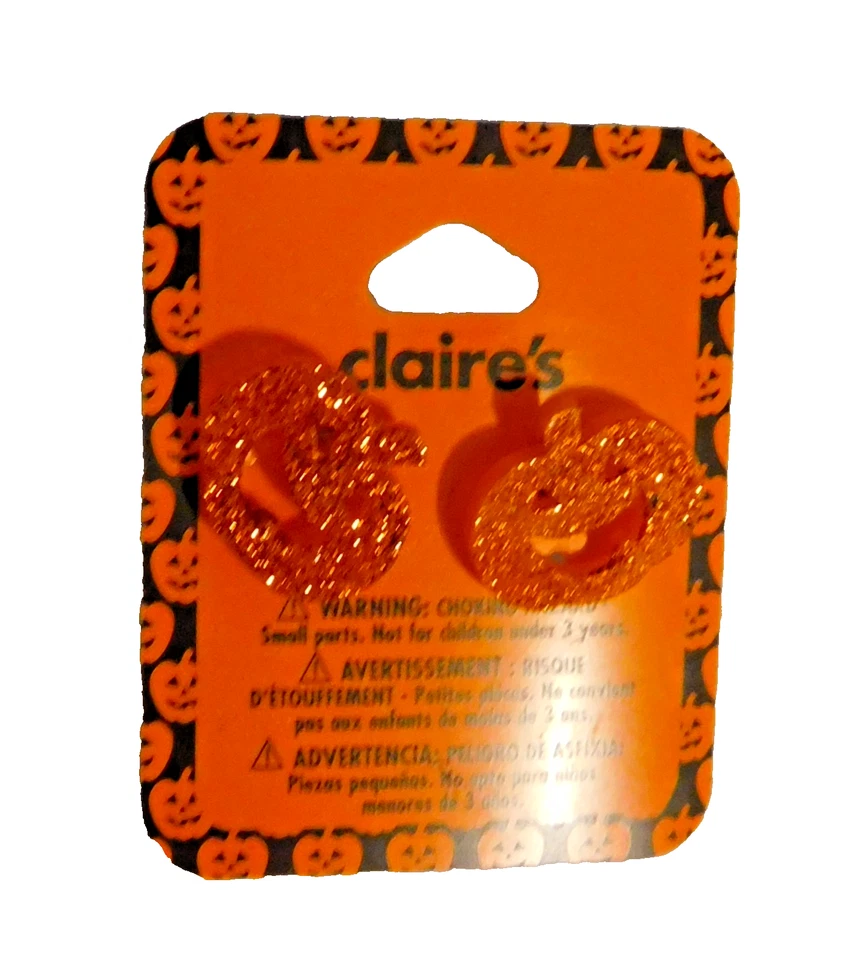 Pendientes Claire's HALLOWEEN Brillantes Jack-o-lantern, Tipo Post, ÚLTIMO PAR Foto 1 de 1