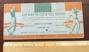AETNA SPORTS LIABILITYINSURANCE HARTFORD CT, 1938 GOLF ACCIDENTS BLOTTER - Picture 1 of 2