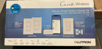 Kit de inicio de interruptor inteligente LUTRON Caseta Wireless Deluxe (P-BDG-PKG2WS-W) Foto 1 de 4