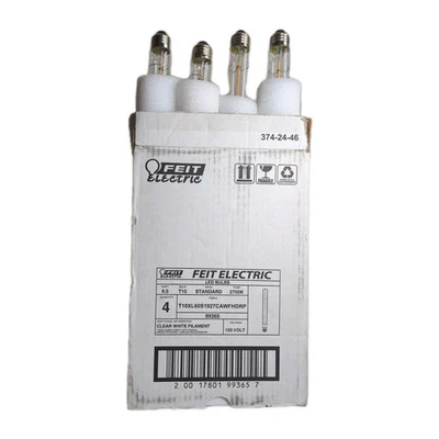 1PC 8.5W (60W Replacement) T10 E26 Dimmable Straight White Filament Clear Glass - Image 1 of 4