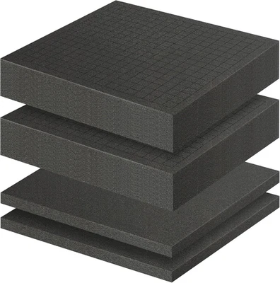 4 Pcs Polyurethane Foam Sheet - 2 Pcs 12" X 12" X 2" Black Foam Inserts for Case - Image 1 of 4