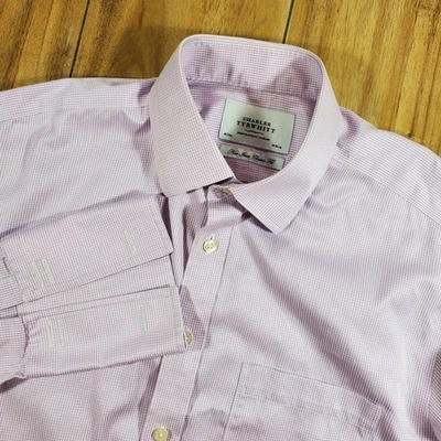 Camisa Charles Tyrwhitt Puño Francés 16/34 Calce Clásico Manga Larga Cuadros Púrpura Foto 1 de 4