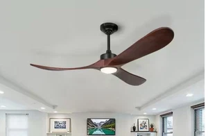 52/60/70in Farmhouse Ceiling Fan Light with Remote 3 Wood Blades Outdoor DC Fan - Picture 1 of 17