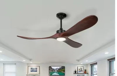 52/60/70in Farmhouse Ceiling Fan Light with Remote 3 Wood Blades Outdoor DC Fan - Image 1 of 4