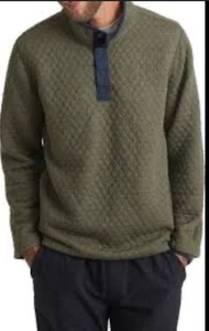 NWT Marine Layer Corbet  Reversible 1/4 Button Pullover Green Oatmeal Size XL. - Picture 1 of 7