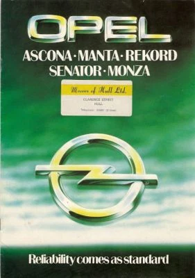 Opel Range 1979-80 UK Market Brochure Ascona B Manta B Rekord E Senator Monza - Image 1 of 3