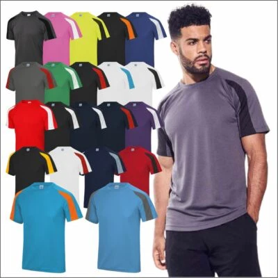 AWDis Men's Contrast Cool T-Shirt Polyester Sports Gym Football Running Active T