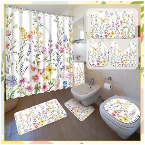 6 Pcs Bathroom Sets with Shower Curtain and Rugs Bathroom Decor and Accessori... - Picture 1 of 9
