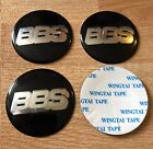 4x Stickers 60mm BBS Wheel Centre Cap Caps Sticker 3D Logo Black / Silver