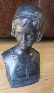 VINTAGE BLACK POT METAL BOOK END WOMAN BUST SIGNED LAVINITE # 303 - Picture 1 of 14