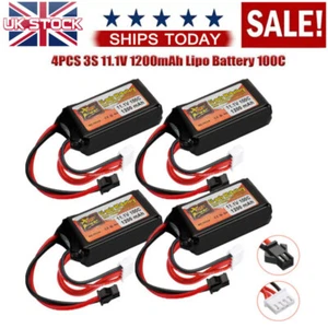 4Pcs 3S 11.1V 1200mAh Lipo Battery 100C SM Plug Rechargeable for RC Car Drone - Picture 1 of 8