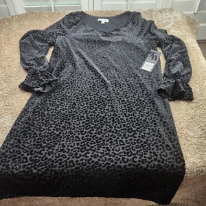 Nine West Dress Size 10 Black Velvet Long Sleeve Evening Wear Goth Witchy NWT - Picture 1 of 10