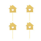  24 Pcs Decorative Cake Toppers Decorations Gold Cupcake House