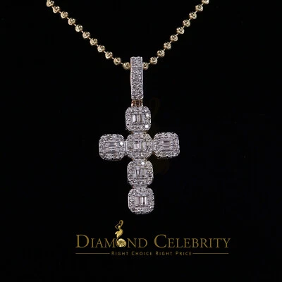 Colgante estilo amarillo de moda con dije de cruz de 0,50 quilates de diamantes reales de oro real de 10 k Foto 1 de 4