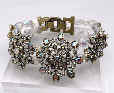 HEIDI DAUS "Winter Whimsy" 2-Strand Beaded Crystal Snowflake Bracelet - NWT - Image 1 of 4