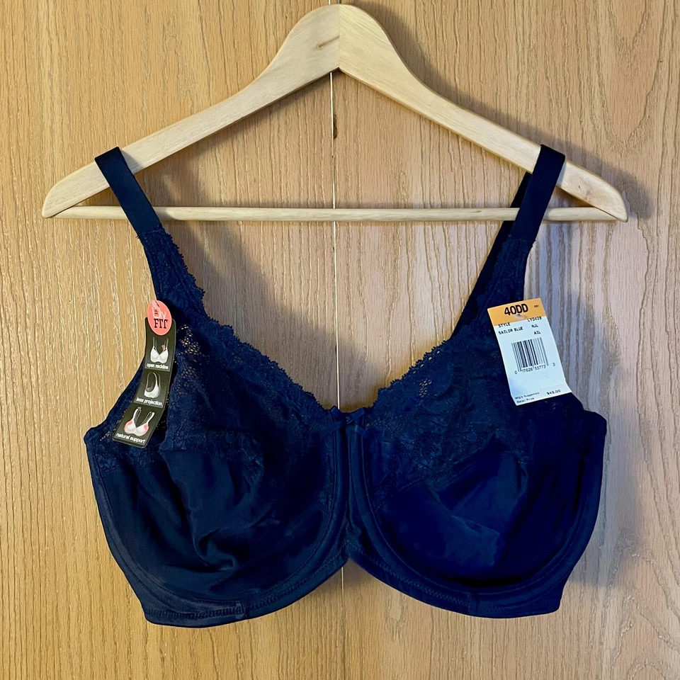 Lilyette Lily Fit Microfiber Minimizer Underwire Bra Sailor Blue 40DD NWT $42 - Image 1 of 1