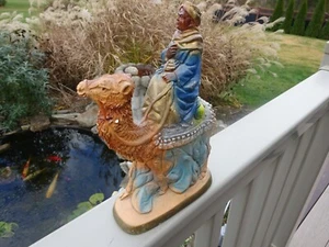 Vtg Wisemen On Camel Christmas Nativity King Wisemen Statue Chalkware 7.75" - Picture 1 of 9