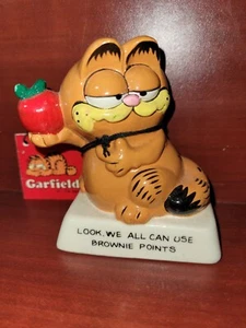Vintage ENESCO Garfield Ceramic BROWNIE POINTS Figurine 1978 UFS With Tag - Picture 1 of 4