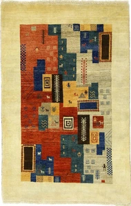 Alfombra oriental persa Gabbeh Loribaft 199x126 alfombra anudada a mano - Imagen 1 de 10