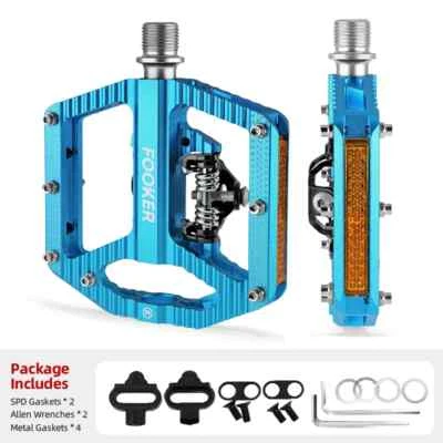 MTB Bicycle Self-locking Pedals 3 Bearings Wide Ultralight Anti-slip SPD Pedals - Image 1 of 4