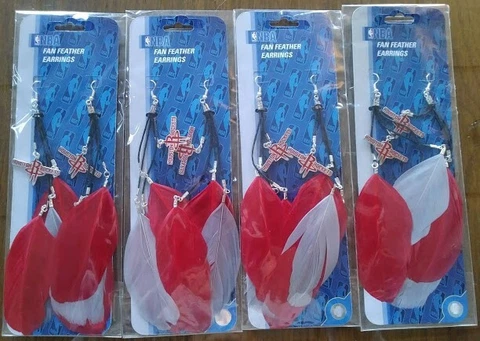 LOT OF 4 PAIR HOUSTON ROCKETS Feather EARRINGS by Littlearth PRO-FAN-ITY NBA Cover