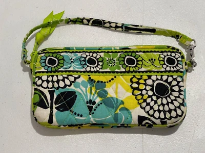 VERA BRADLEY VIBRANTE VERDE CLUTCH MINI BOLSO HIPSTER MONEDERO VERDE, AMARILLO Y BLANCO Foto 1 de 4