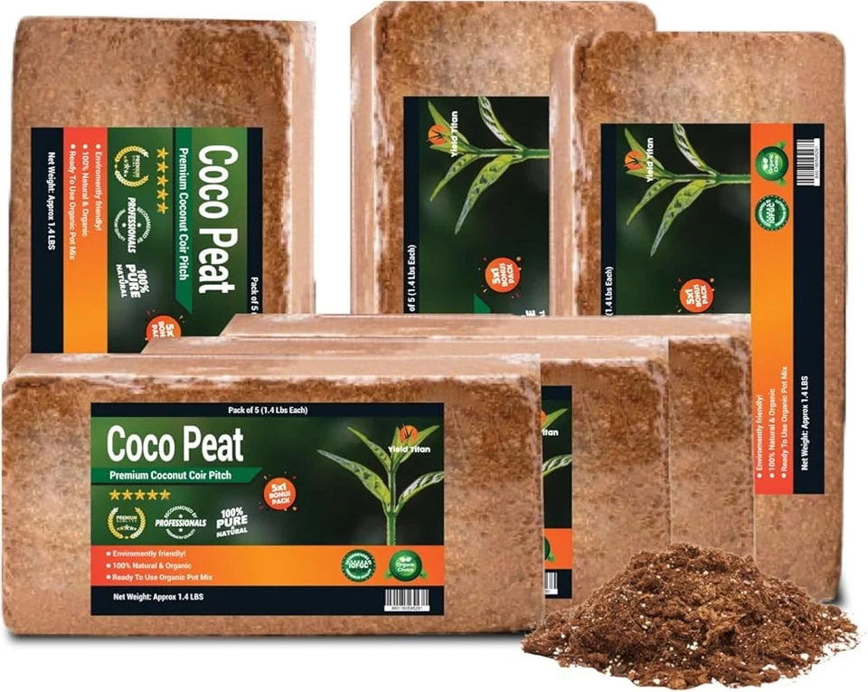 Coco Coir (650 gramos, 5+1 ladrillos) - Ladrillos Coco Coir con bajo equilibrio de EC y pH Foto 1 de 1