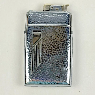 Combo de estuche y encendedor vintage Evans Trig-A-Lite Art Deco tono plateado Foto 1 de 4