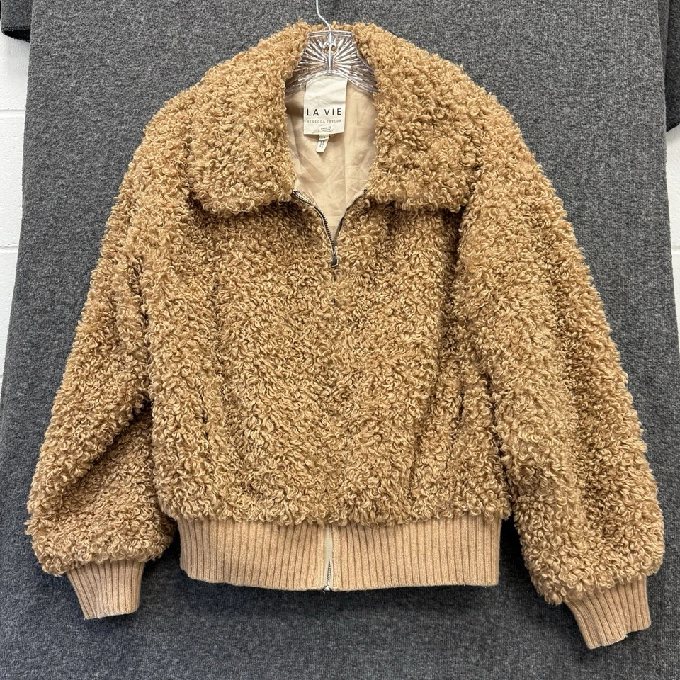 Chaqueta con cuello cremallera completa de piel sintética marrón talla grande La Vie Rebecca Taylor Foto 1 de 4