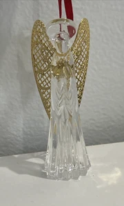 Gorham Full Lead Crystal Angel Christmas Tree Ornament Gold Plated Wings - Picture 1 of 13